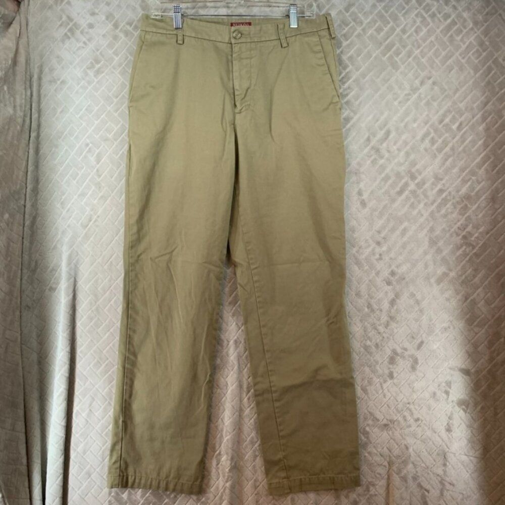 Merona Men 33x32 Khaki Pants Brown Tan Chino Straight Leg Cotton Blend High Rise